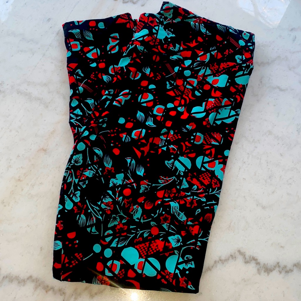 Lularoe Tall And Curvy Leggings. Black, Light Blue And Red. Like New!